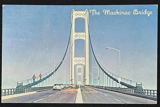 The Mackinac Bridge - Michigan Vintage Postcard