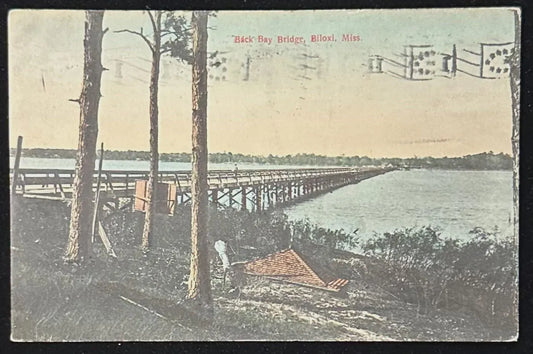 Back Bay Bridge - Biloxi, Mississippi - Vintage Postcard