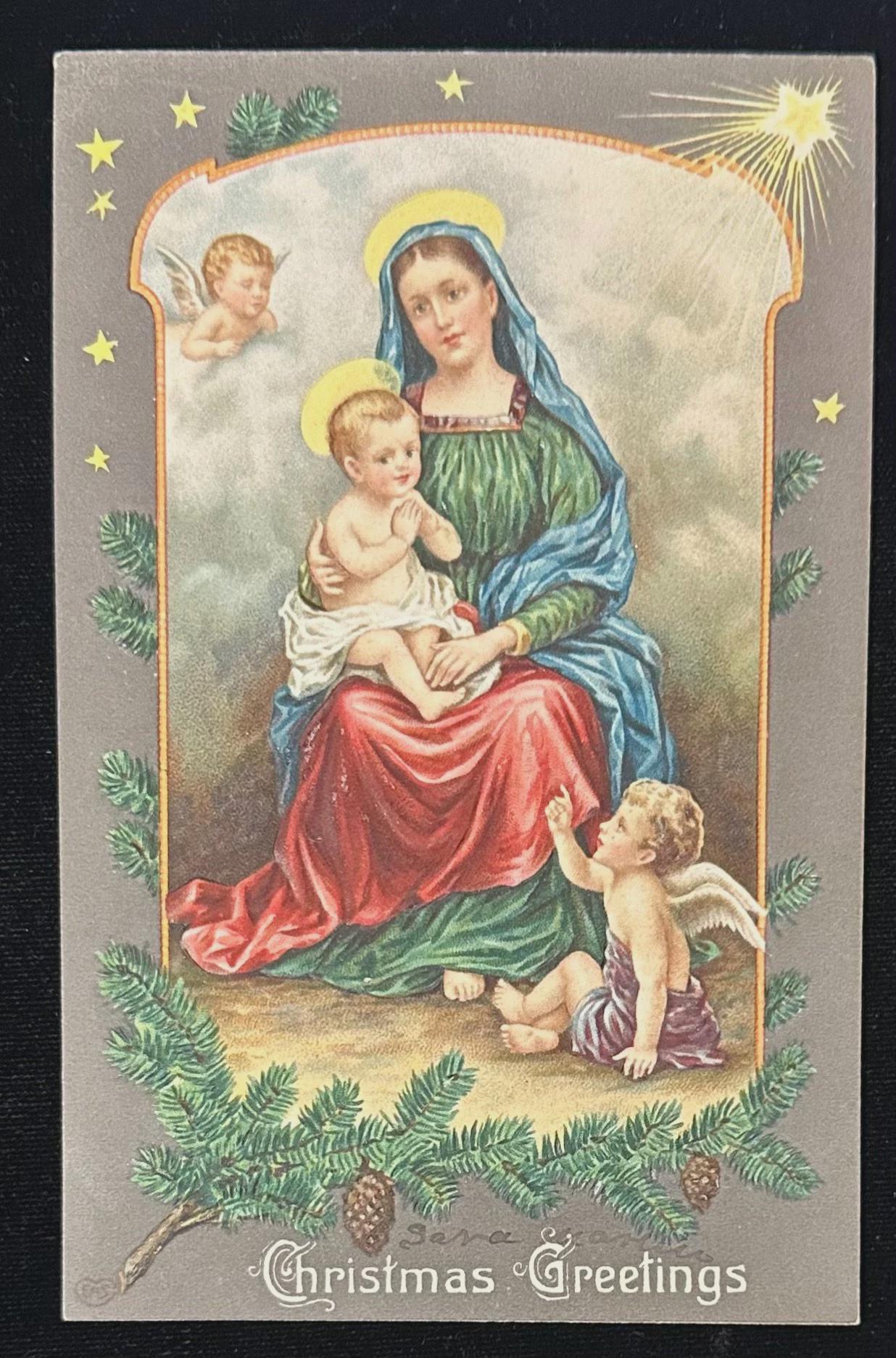Christmas Greetings - Vintage Postcard