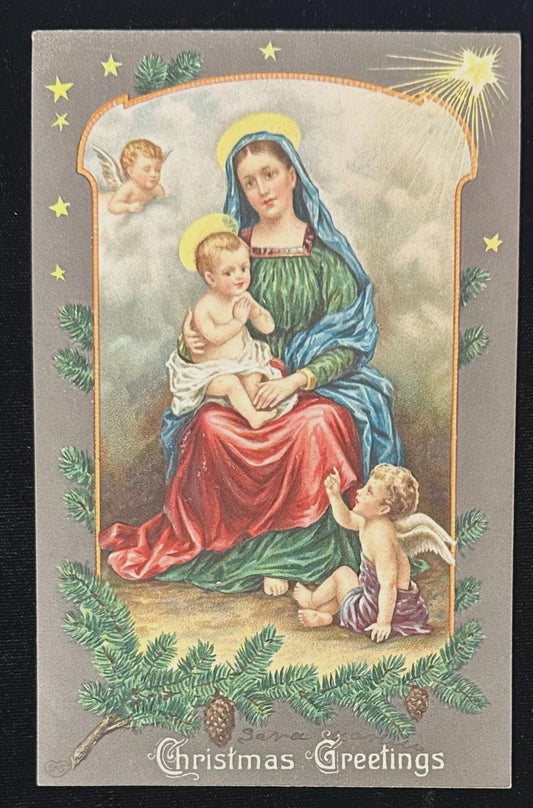 Christmas Greetings - Vintage Postcard
