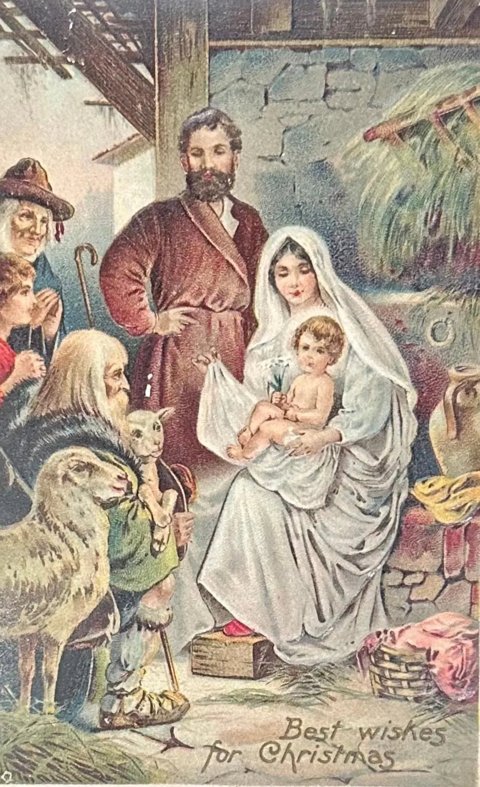 Best Wishes for Christmas - Vintage Postcard