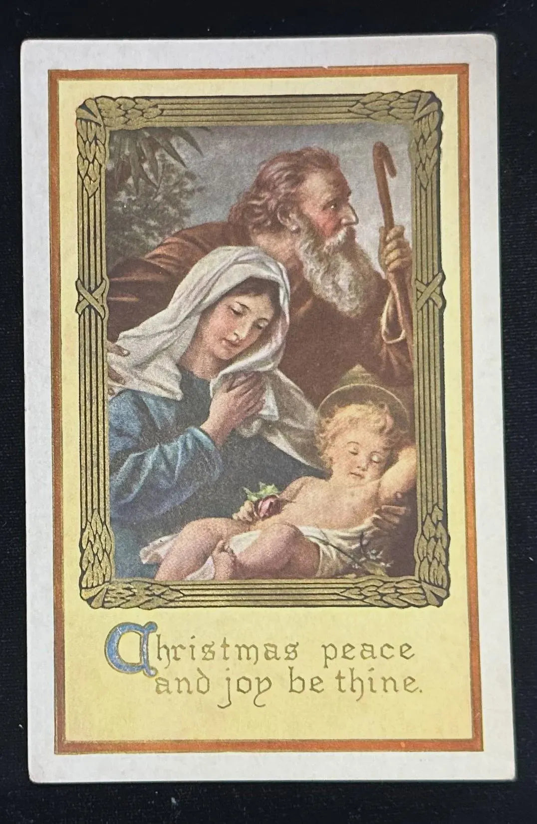 Christmas Peace and Joy be Thine - Vintage  Holy Family Postcard 1910