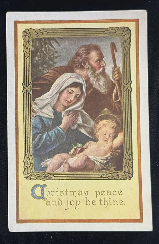 Christmas Peace and Joy be Thine - Vintage  Holy Family Postcard 1910