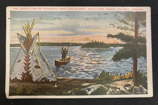 The Departure of Hiawatha Into the Sunset, Sault Ste. Marie, Ontario, Canada - Vintage Postcard