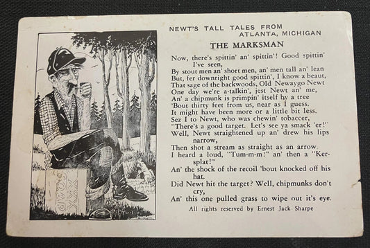 Cooper Press - Newt’s Tall Tales from Atlanta, Michigan - The Marksman - Vintage Postcard