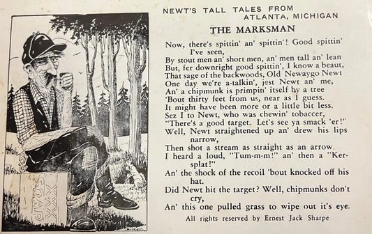 Cooper Press - Newt’s Tall Tales from Atlanta, Michigan - The Marksman - Vintage Postcard