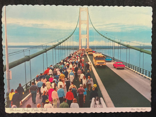 Mackinac Bridge, Public Walk, Michigan - Photo by John Penrod - Vintage Postcard