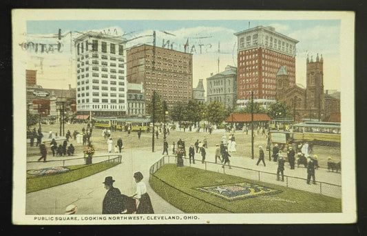 Public Square, Looking Northwest, Cleveland, Ohio - Vintage Postcard