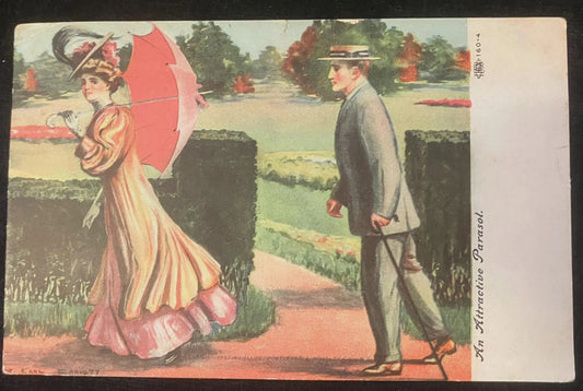 An Attractive Parasol - Vintage Postcard