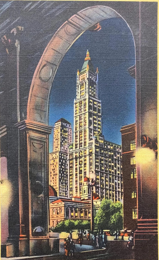 View Through the Arch of Municipal Building Showing City Hall, New York City, New York - Vintage Postcard