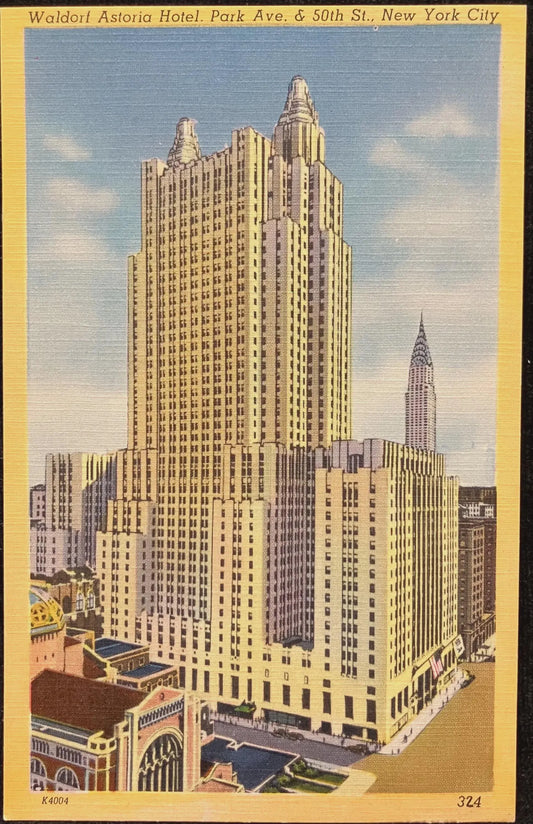 Waldorf Astoria Hotel, Park Ave. & 50th St., New York City - Vintage Hotel Postcard