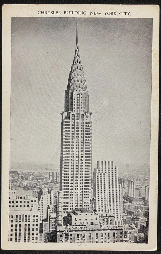 Chrysler Building, New York City - Vintage Black and White Postcard