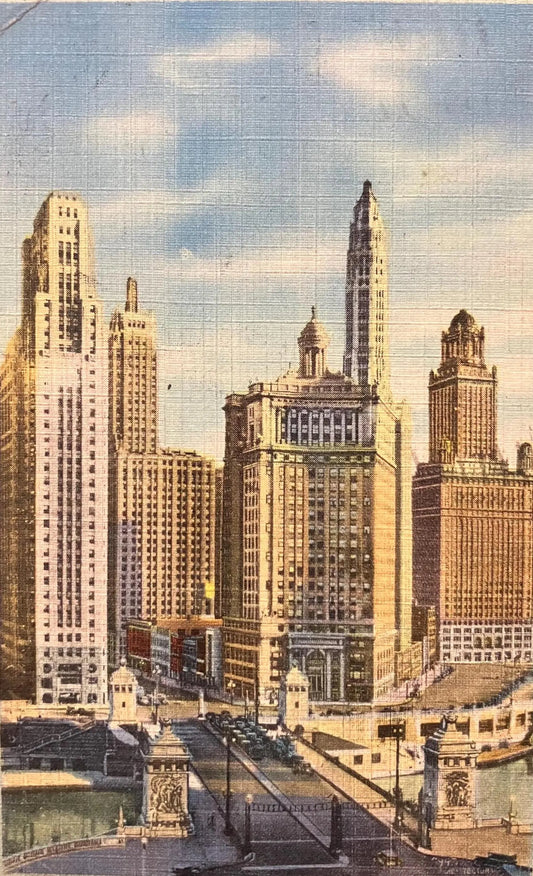 Looking South on Michigan Avenue from Wrigley Building - Chicago, Illinois - Vintage Postcard