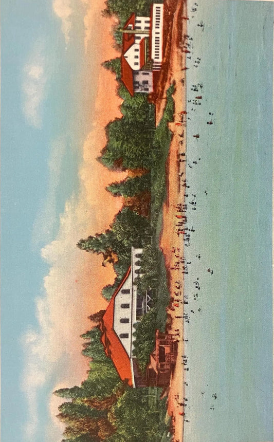 The Pier Dance Hall and Lake Front Hotel, Geneva-on-the-Lake, Ohio - Vintage Beach Postcard