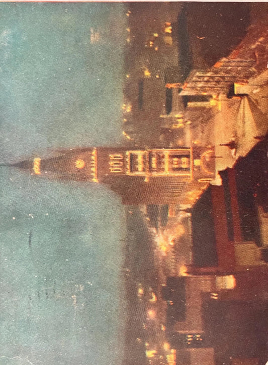 City Hall at Night, Milwaukee, Wisconsin - Vintage 1910s Postcard