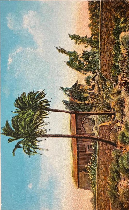 Mission San Fernando - 1797 - California - Church and Bapistry - Vintage Mission Postcard