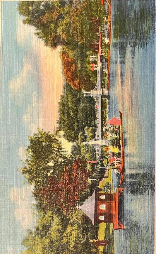 Bridge and Lake in Public Garden, Boston, Massachusetts -  Vintage Postcard