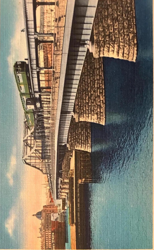 Charlestown Bridge, Charles River Basin, Boston, Massachusetts - Vintage Postcard