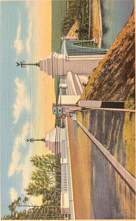 French King Bridge over Connecticut River near Greenfield, Massachusetts - On the Mohawk Trail - Vintage Bridge Postcard
