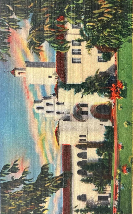 Main Entrance, Administration Building, State College, San Diego, California - Vintage College Postcard