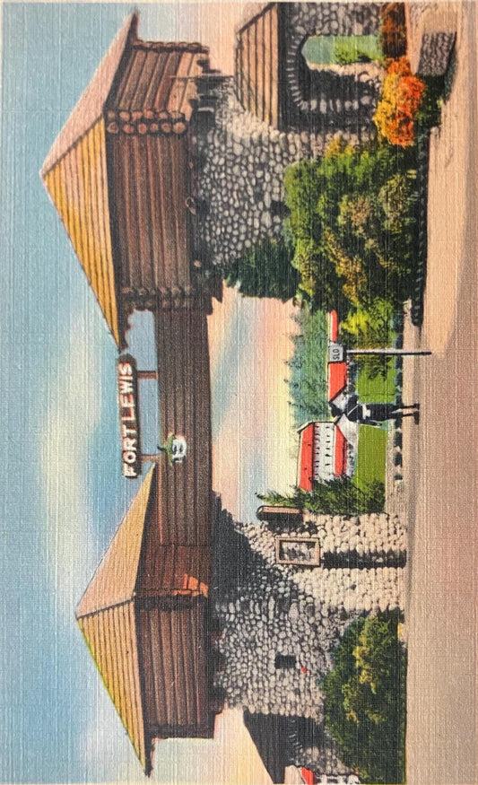 Main Entrance Gate at Fort Lewis, Washington - Vintage Postcard