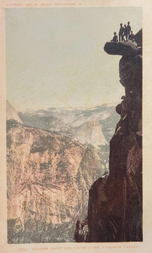 Glacier Point and South Dome, Yosemite Valley, California - Copyright 1904,  Detroit Photographic Co. - Vintage Backside address only backside Postcard