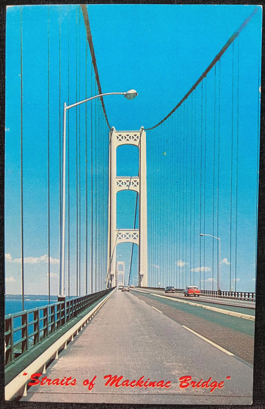 Straits of Mackinac Bridge, Michigan - Vintage Bridge Postcard
