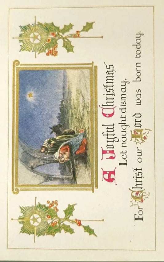 A Joyful Christmas - Vintage Embossed and Gilded Christmas Postcard