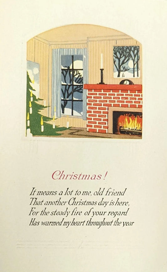 Art Deco Christmas Postcard- Vintage Embossed Interior Holiday Decor Postcard