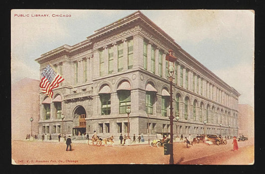 Public Library, Chicago, Illinois - Vintage Postcard