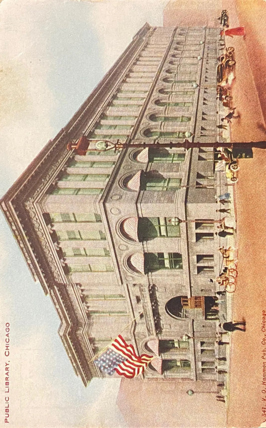 Public Library, Chicago, Illinois - Vintage Postcard