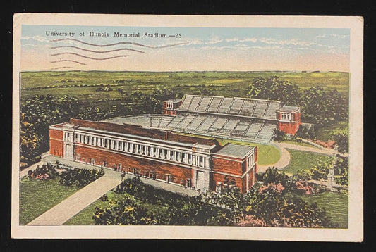 University of Illinois Memorial Stadium - Vintage Postcard
