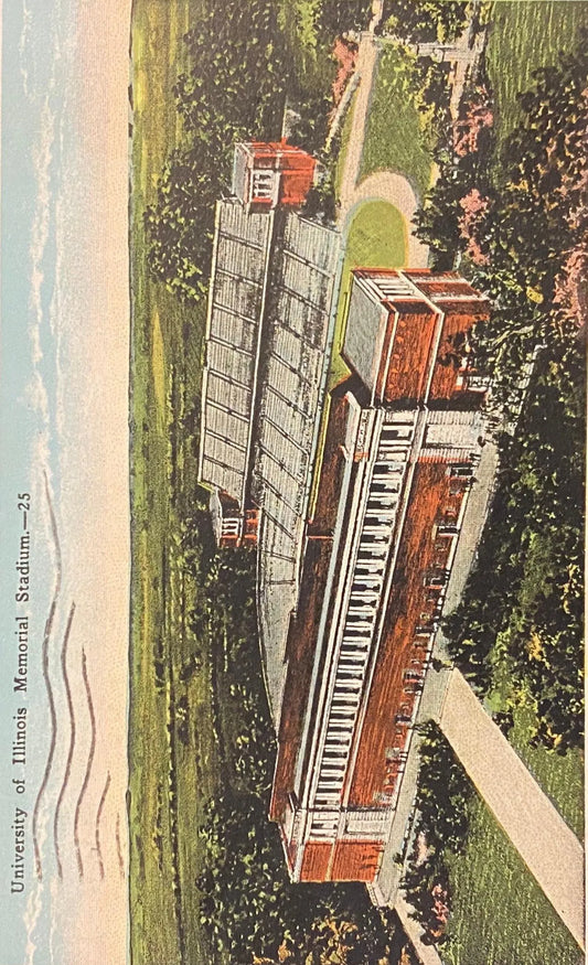 University of Illinois Memorial Stadium - Vintage Postcard