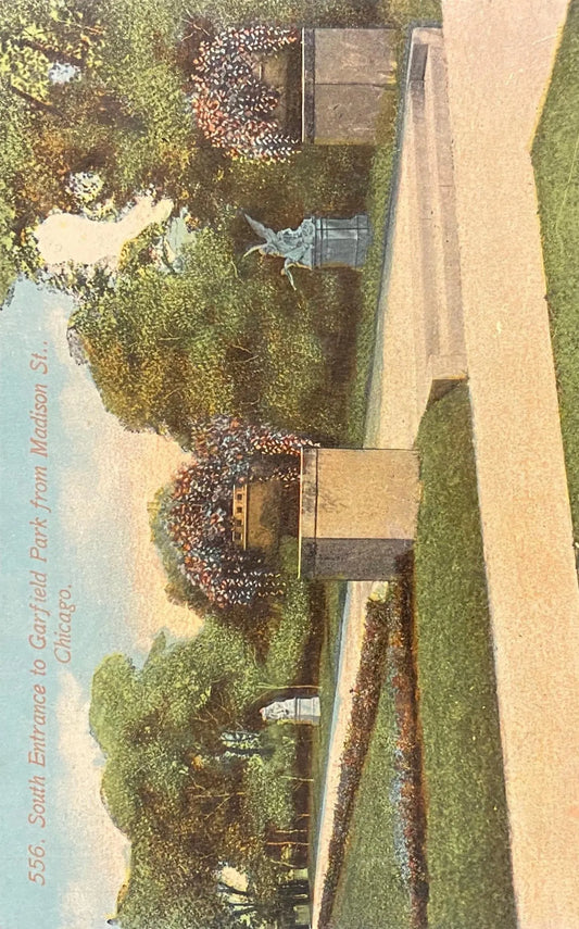South Entrance to Garfield Park from Madison St., Chicago, Illinois - Vintage Postcard