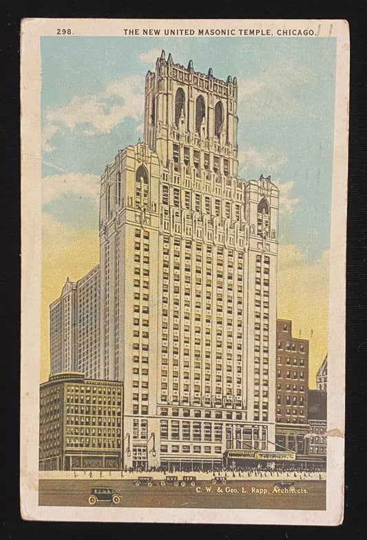 The New United Masonic Temple, Chicago, Illinois - Vintage Postcard