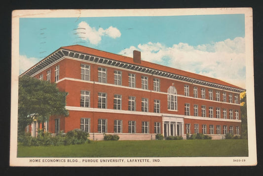 Home Economics Building, Purdue University, Lafayette, Indiana - Vintage Postcard