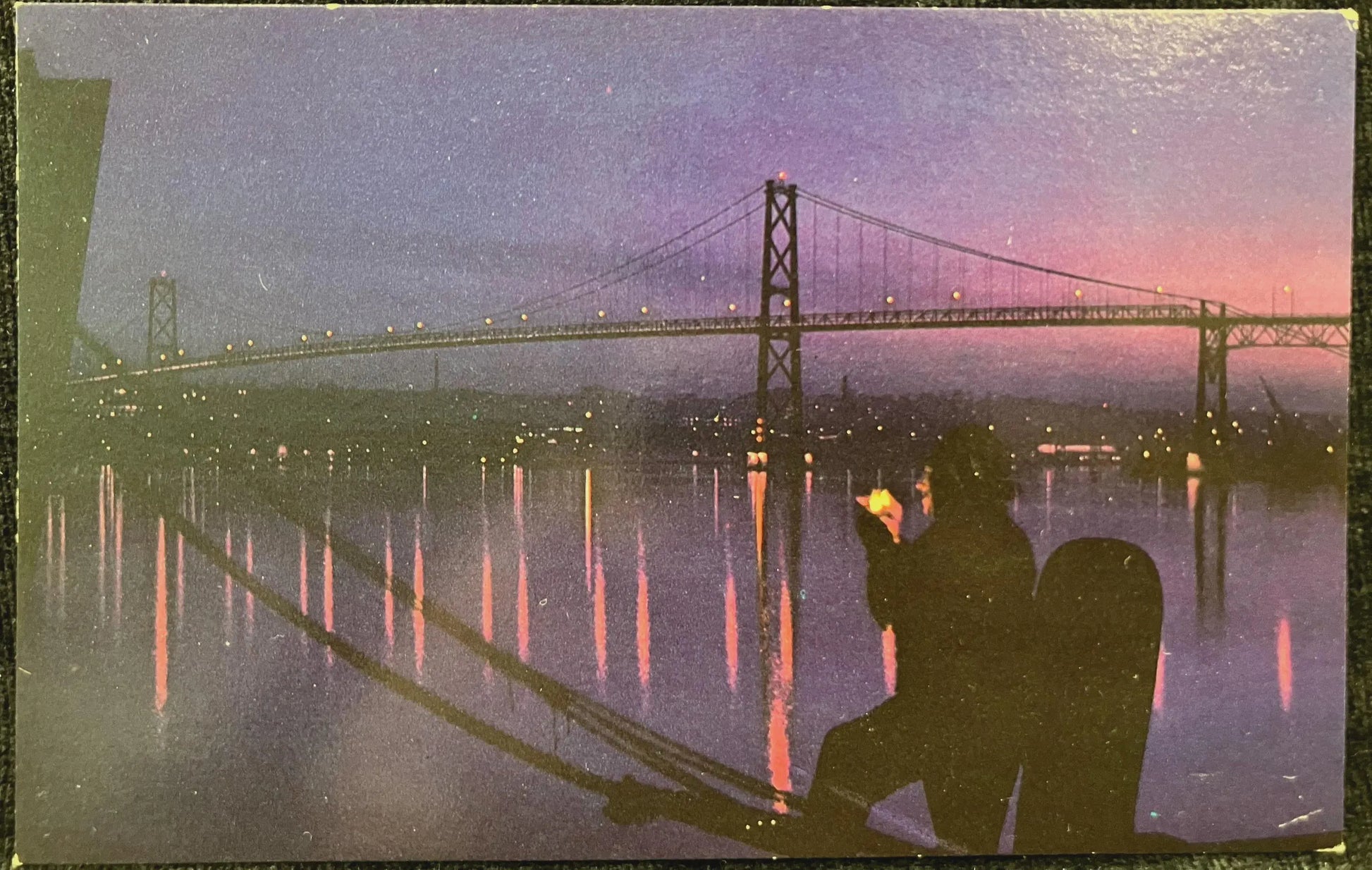 Angus L. MacDonald Bridge at Night - Halifax, Nova Scotia - Made in Canada - Vintage Postcard