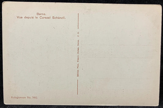 back of postcard showing a view from the Schanzli sanitorium, no handwriting or postage