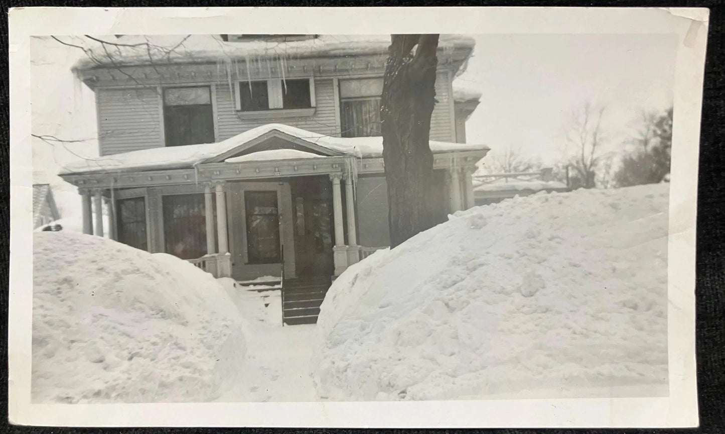 Vintage photo of snow drifts in Traverse City, MI 1959